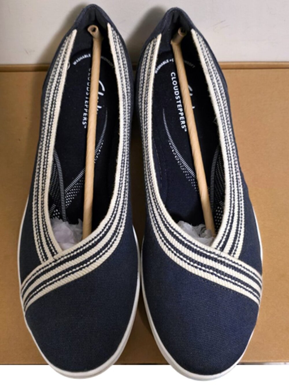 Clarks Cloudsteppers Breeze Sky Air Navy Slip-On Shoes Sz 10 NEW Cushionsoft - Picture 2 of 15